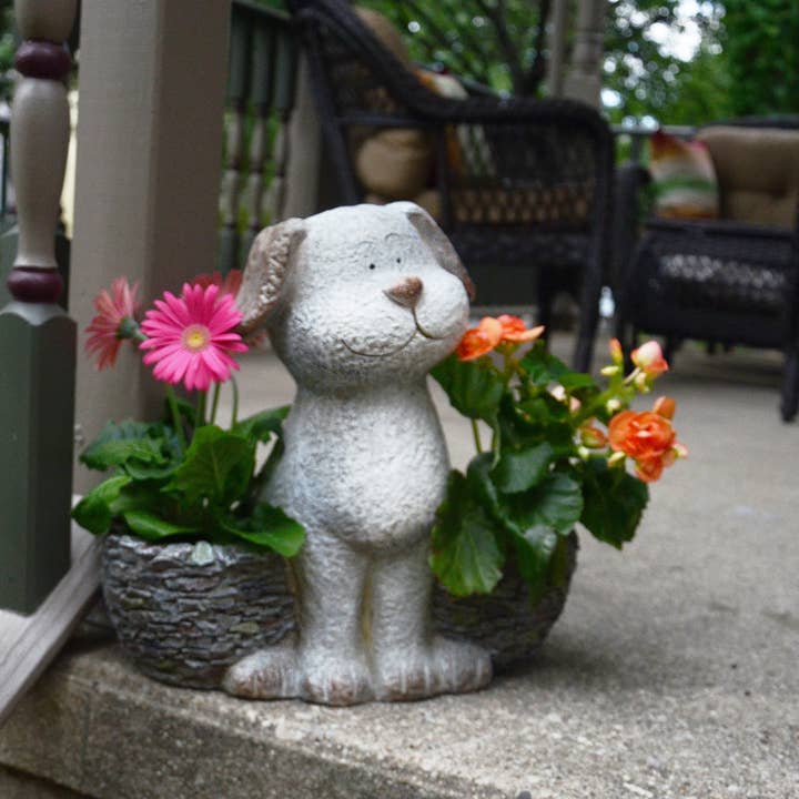 RCS Gifts - Wholesale Plant Pot - Dog Double Planter w/ Faux Stone Detailing