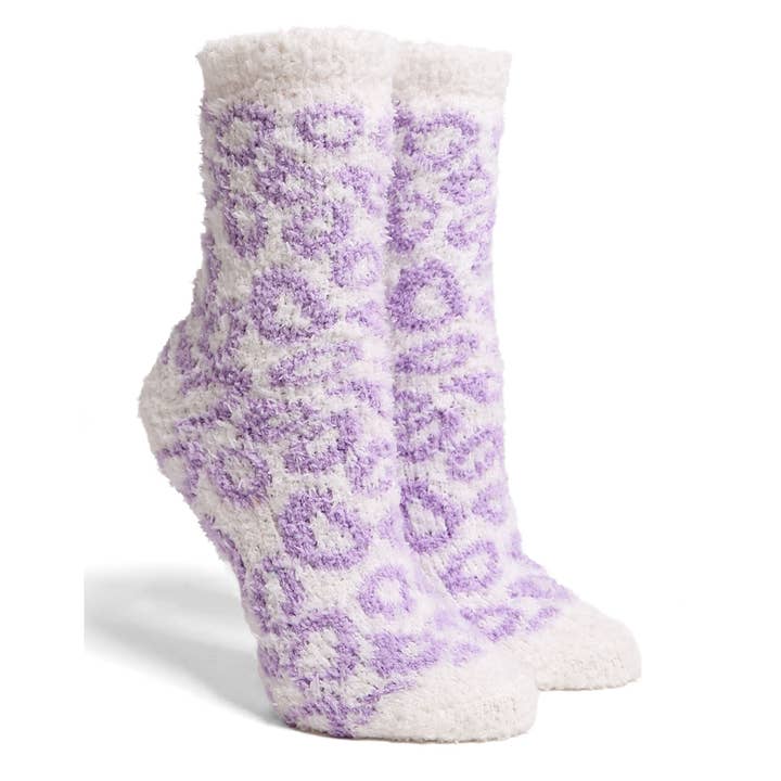 ASSORTED COLORS Leopard Mini Crew Fuzzy Winter Socks for wholesale on Faire