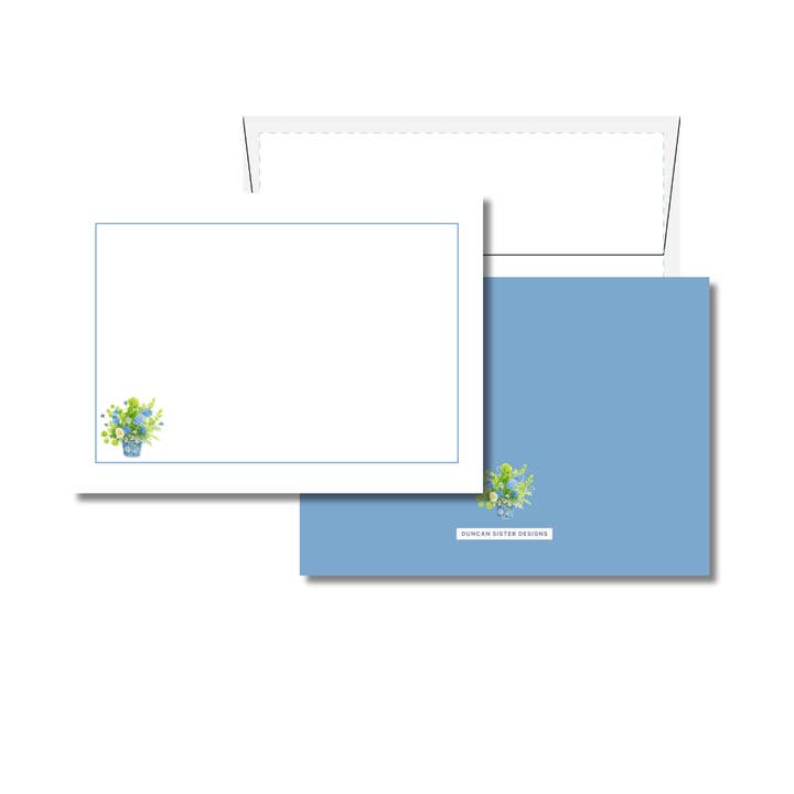 Biglietti da nota Ortensia Chinoiserie Lover – Set di 8, Made in USA per la vendita all'ingrosso da parte di Duncan Sister Designs