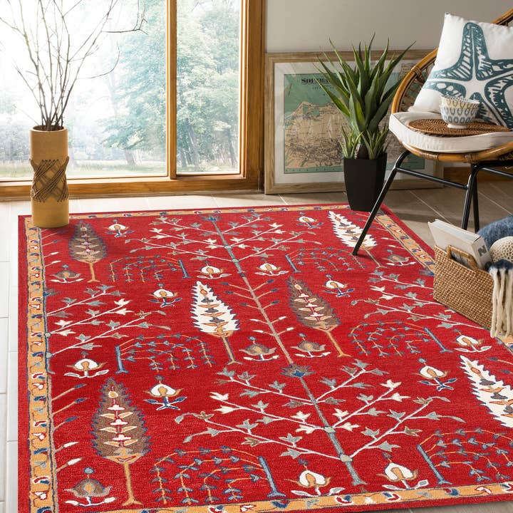 LR Home - Wholesale Area Rug - Traditional Tree of Life Organic Wool Indoor Area Rug