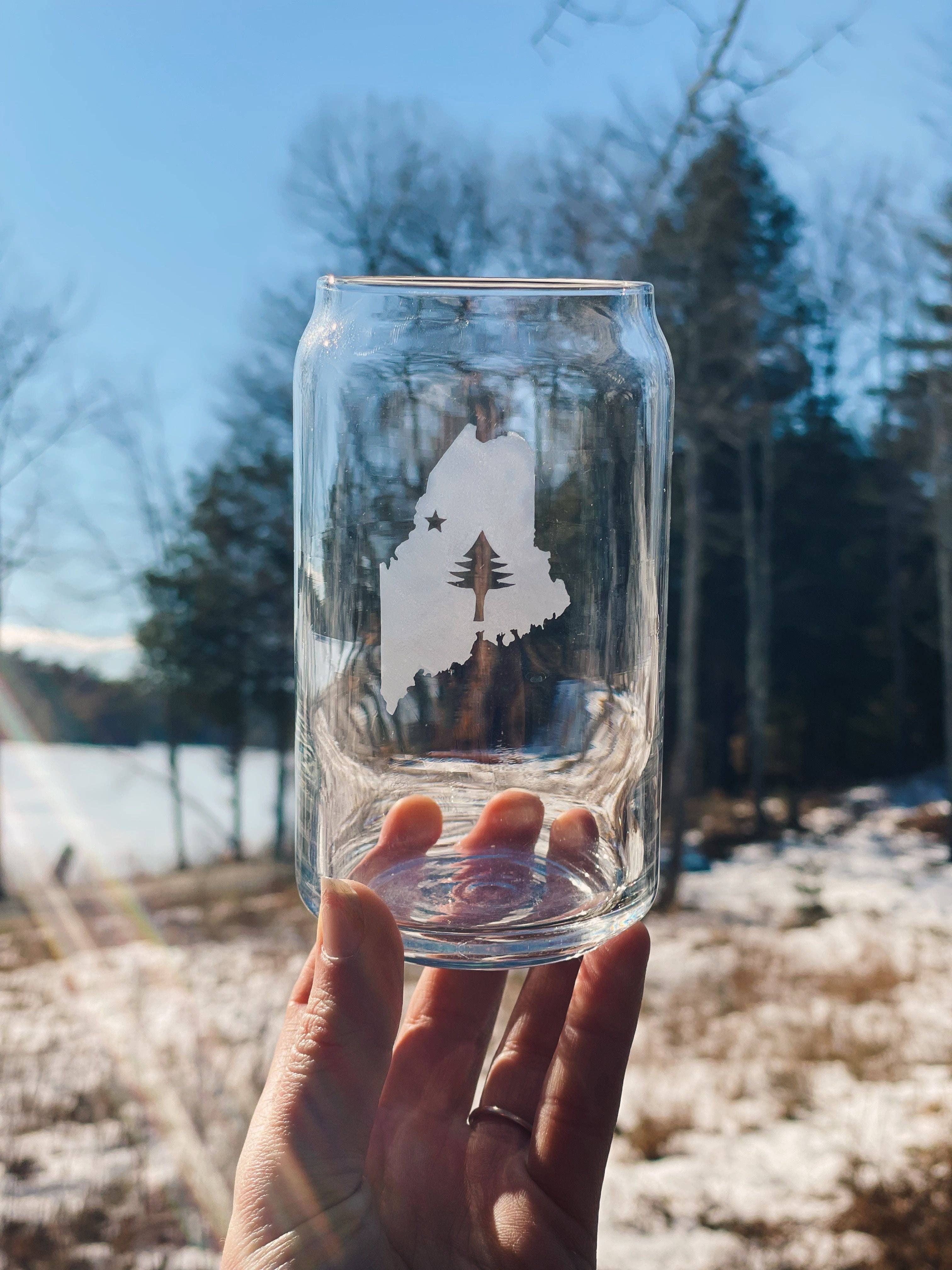 Reclaimed Maine Co. - Wholesale Drinking Glass/Cup - Nature Inspired Etched Beer Can Glasses | Maine Gifts0