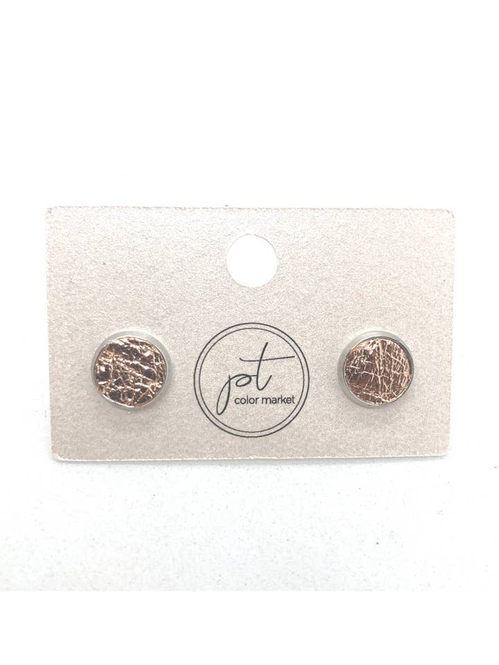 Leren oorknopjes roségoud voor wholesale door PT Color Market