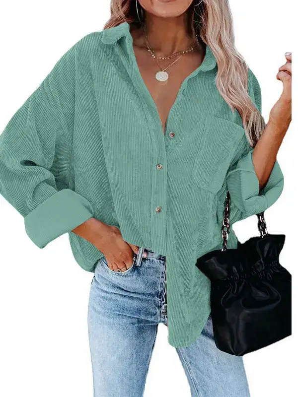 Lovesoft – wholesale Buttoned-down shirt – Women's – Women's Casual Loose Fit Corduroy Button-Down Shirt10