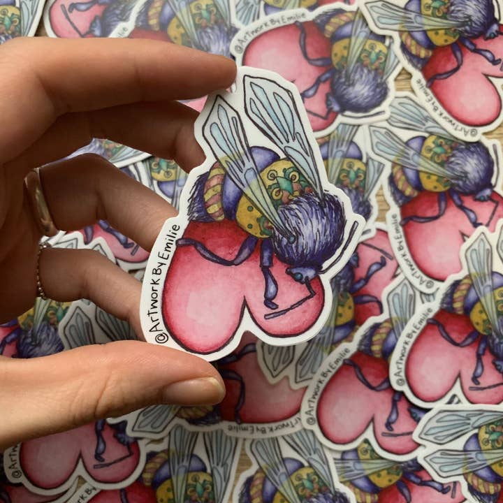 Love Bug Honey Bee Sticker for wholesale by Artwork By Emilie