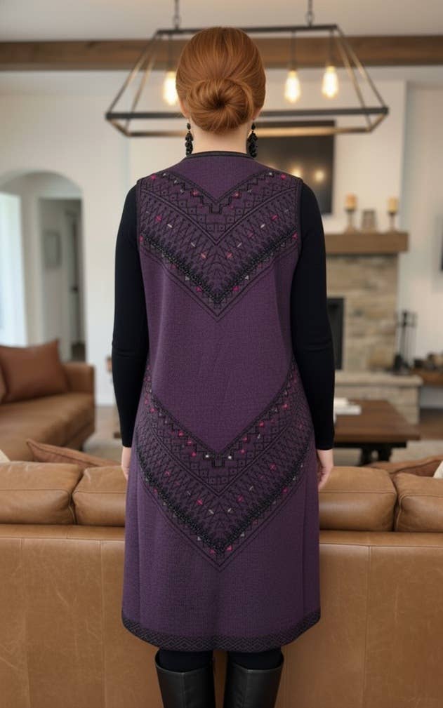 Zwart en paars 100% ALPACA - OMKEERBAAR VEST TAOS voor groothandel op Faire3