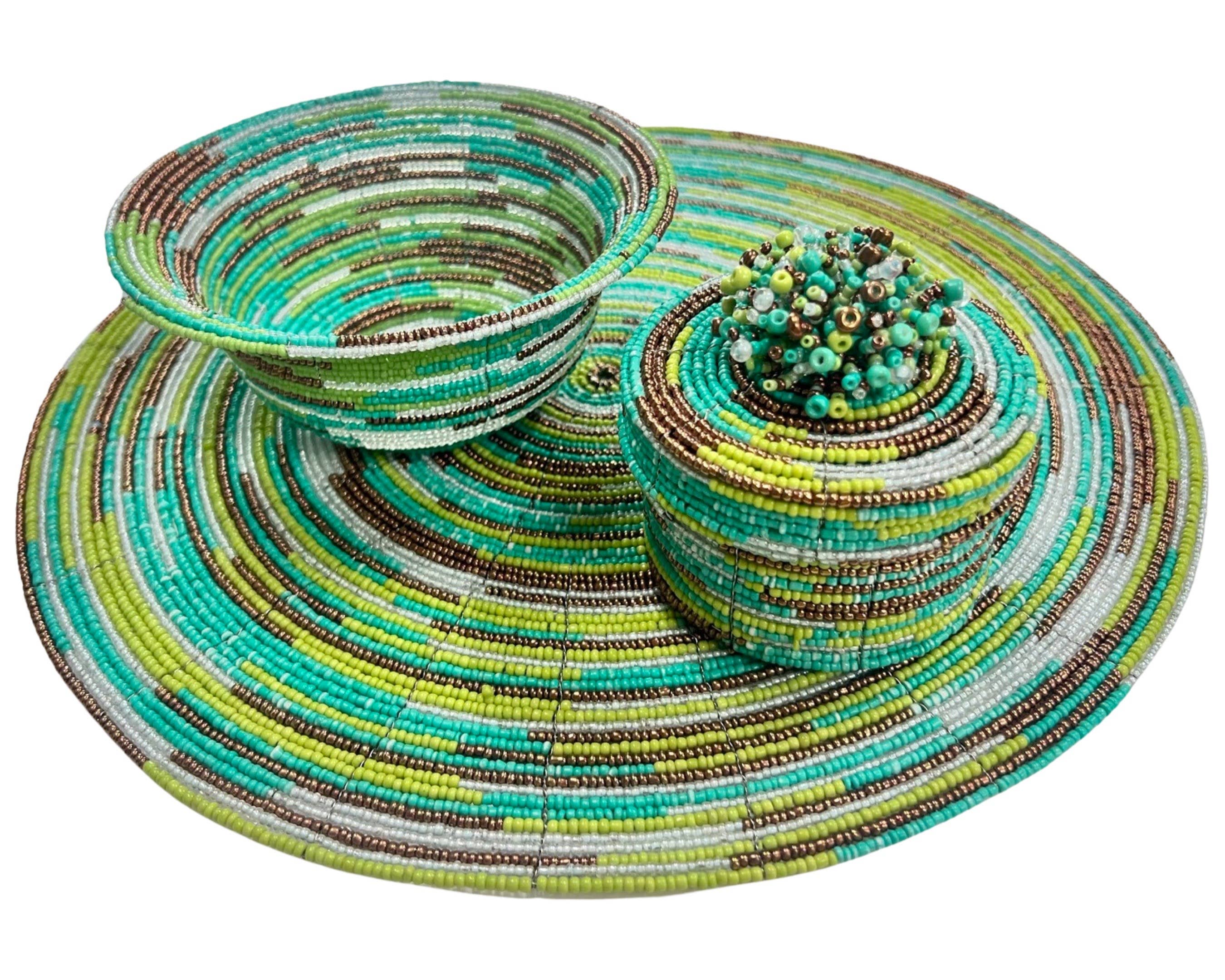 Bamboo Source Tropical Decor - Wholesale Decorative Plate/Dish/Bowl - Beaded Bowl - Assorted3