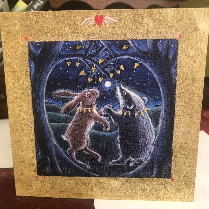 Secret in Valentines wood greetings card for wholesale by Hannah Willow Art