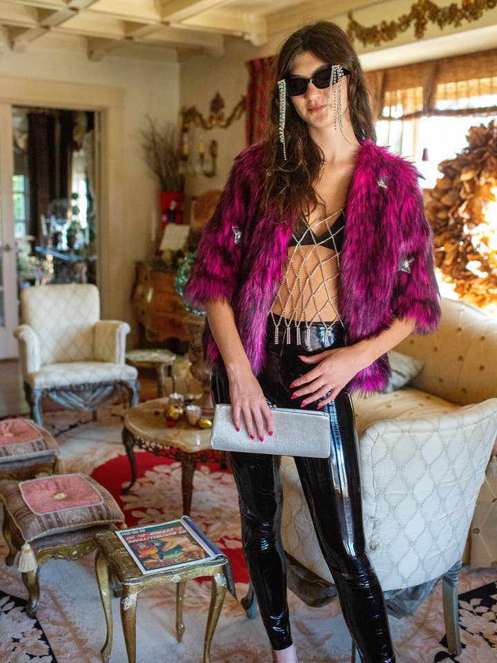 Jennafer Grace - Wholesale Jacket – Women's - Planet Queen Faux Fur Jacket in Monster Pink10