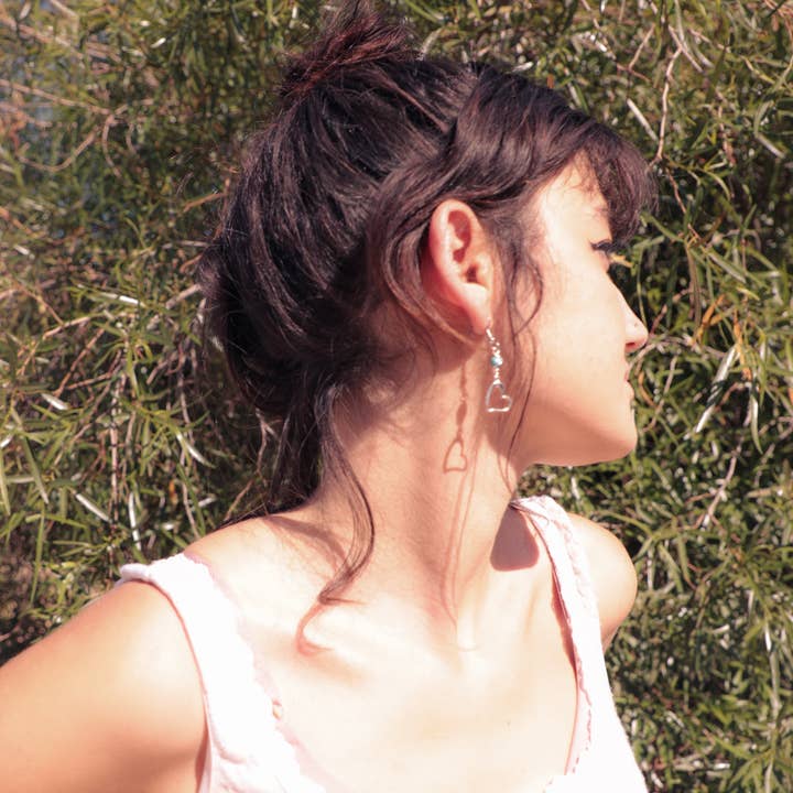 Casa Kira - Wholesale Dangle Earrings - Silver Hearts with Turquoise, small5