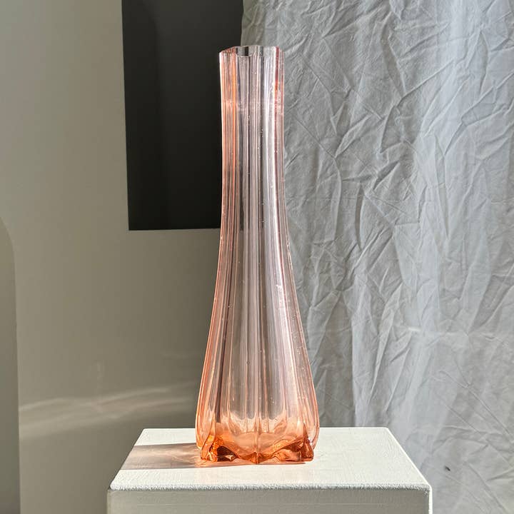 Large pink glass soliflore vase H37 D18A for wholesale on Faire0