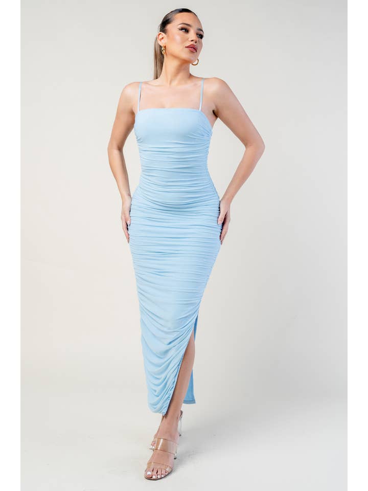 PRIVY - Vente Robe – femme - PD6771NW_LUX ROBE MIDI FENDUE CÔTÉ OUVERT EN MAILLE FRONCÉE10