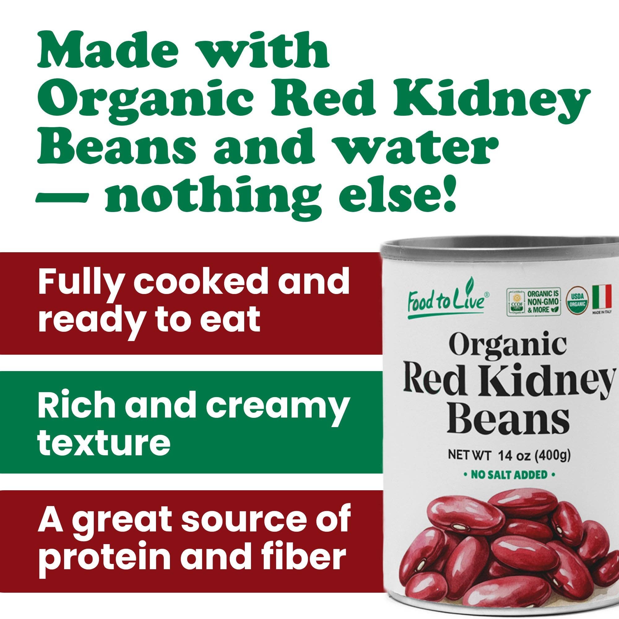 Food To Live - Wholesale Beans - Organic Canned Red Kidney Beans – Unsalted, Non-GMO, Vegan. Ready to Eat. Perfect for Salads, Soups, Pasta e Fagioli. Wholesale – by Food to live3