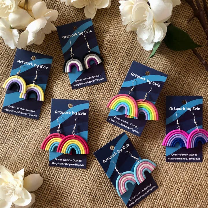 PRIDE Flag Rainbow gay, lesbian, etc Handmade Earrings for wholesale by Two Cats Creatives