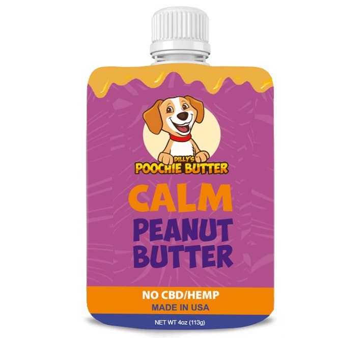 Calm Peanut Butter Squeeze Pack 4oz for wholesale by Poochie Butter