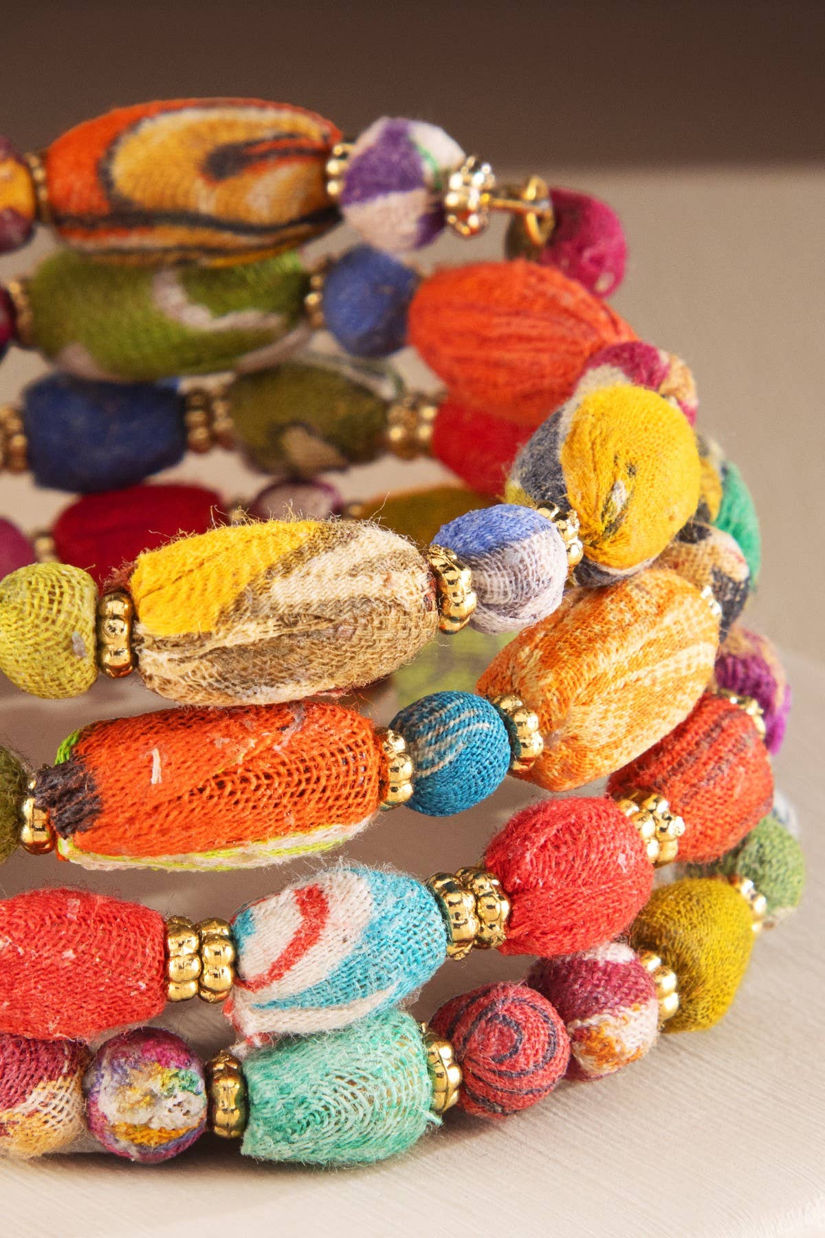 MULTI MUL  Handmade Fabric Beaded Coil Bracelet for wholesale on Faire1