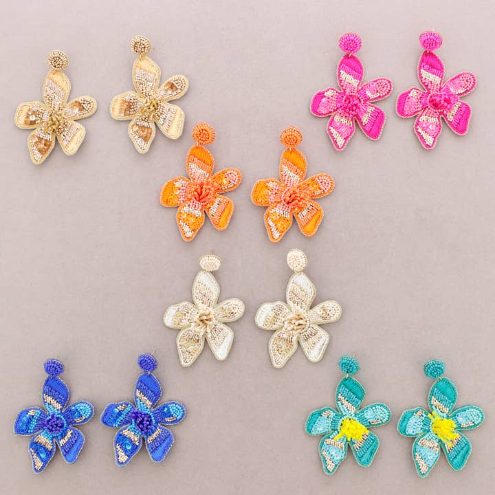 Sonata - Vente Bijoux à boutons pression - Boucles d'oreilles fleuries en perles3