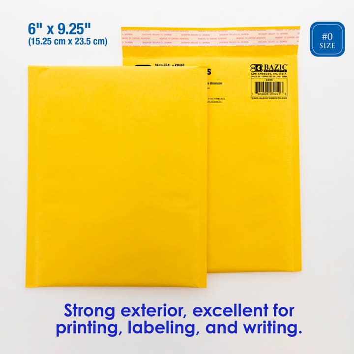 Luna Office Supply - Everyday Essential – wholesale Envelopes – Self-Seal Bubble Mailers (#0) 6" x 9.25"1