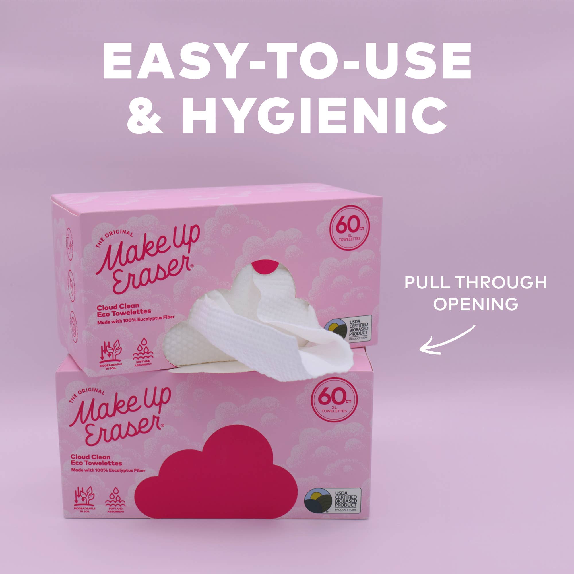 The Original MakeUp Eraser - Wholesale Face & Body Wipes - Cloud Clean Eco Towelettes, Certified 100% USDA Biobased2