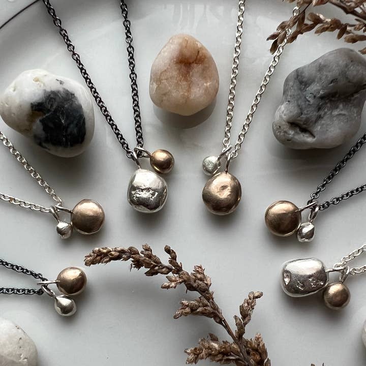 double pebble necklaces for wholesale by Iris Noire Designs