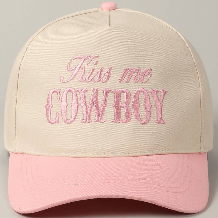 Fashion City - Wholesale Trucker Hat - Unisex - Kiss Me Cowboy Embroidery Two-Tone Cap