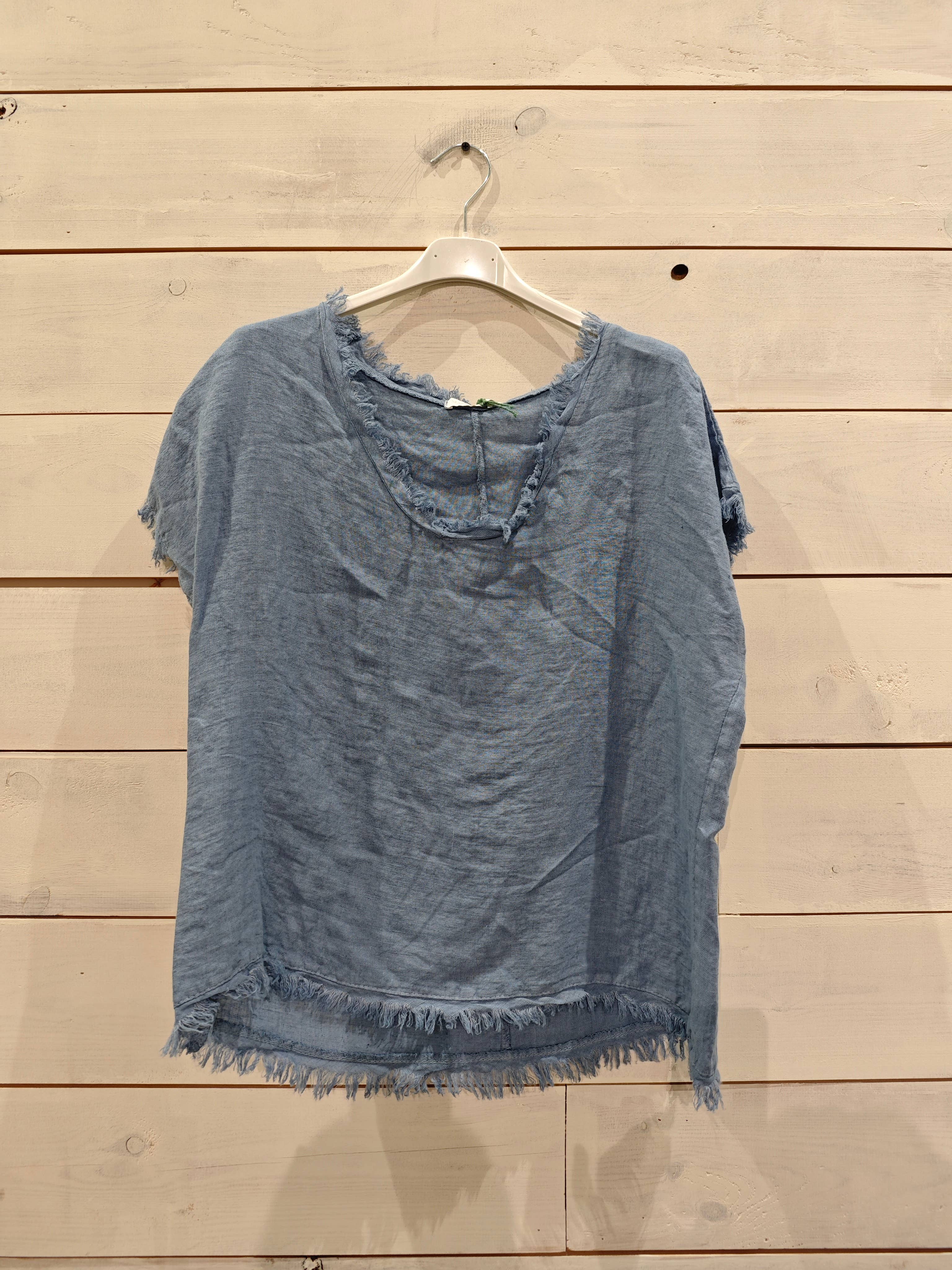 Linos y Textiles - Vendita all'ingrosso Camicetta - Donna - Blusa con frange in lino 100%3