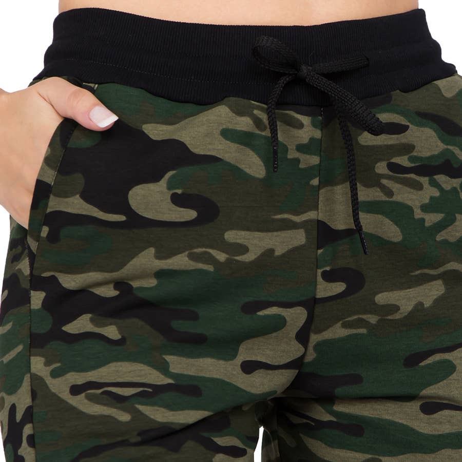 ITZON - Wholesale Athletic Sweatpants/Joggers - Women's - L60S Green and Grey Camo Joggers with Drawstring Camouflage9