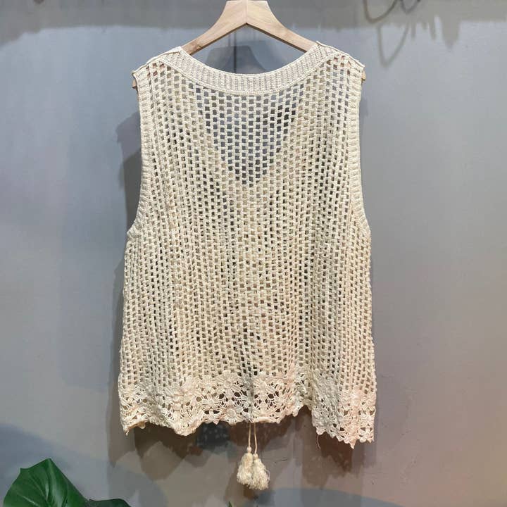 Hope & Sunshine - Wholesale Outerwear Vest - Women's - Crochet Drawstring Vest1