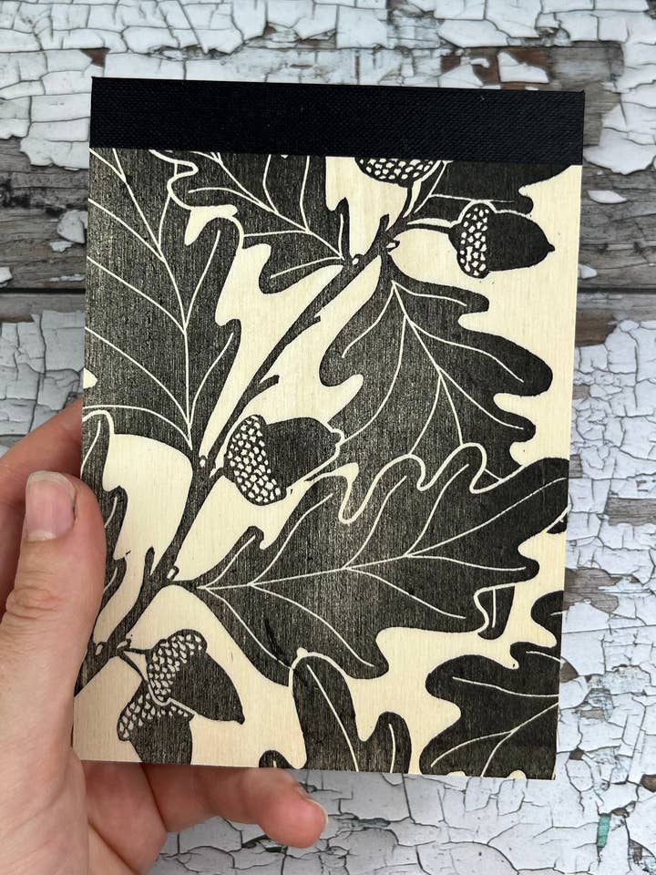 Wooden Fronted Notebooks for wholesale by Beth Lewis Art