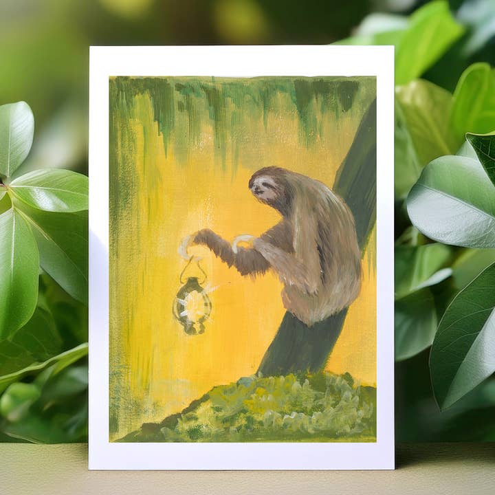 Sloth Tarot Major Arcana Greeting Card - IX The Hermit for wholesale by Bonzo