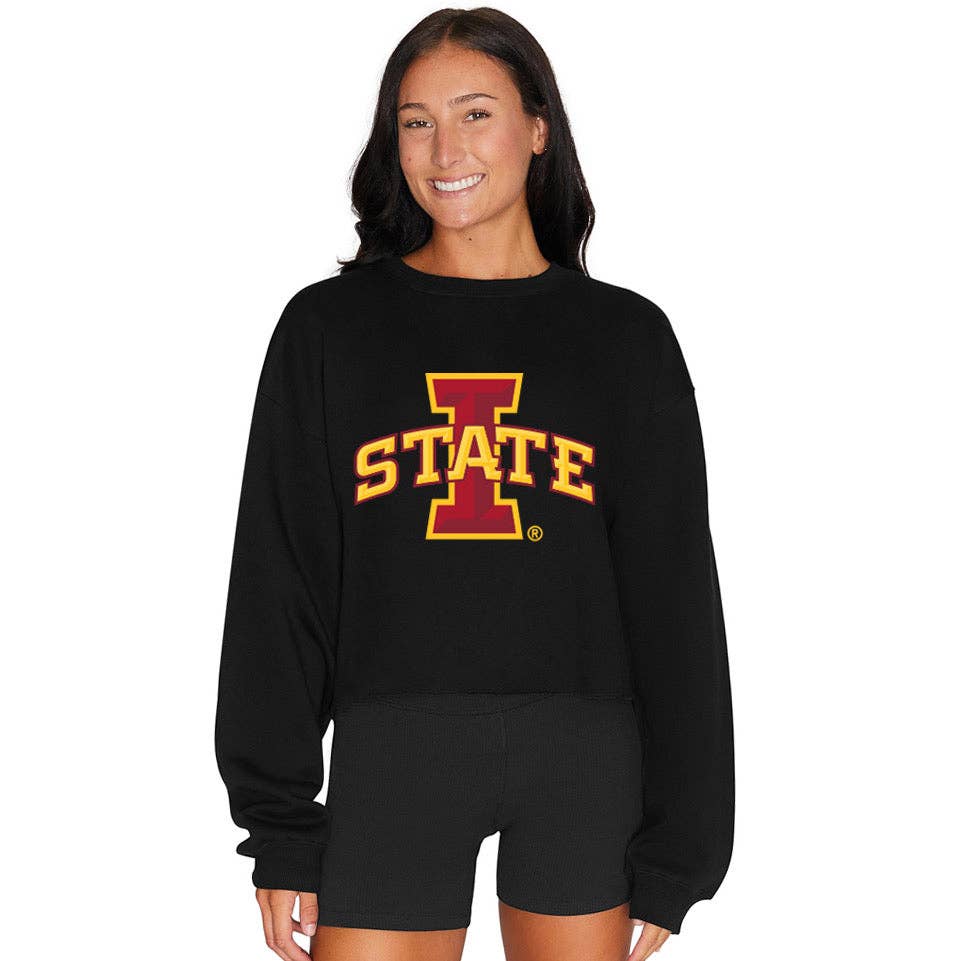 Lojo Collegiate Apparel - Wholesale Graphic Sweatshirt - Women's - Iowa State Black Crewneck0