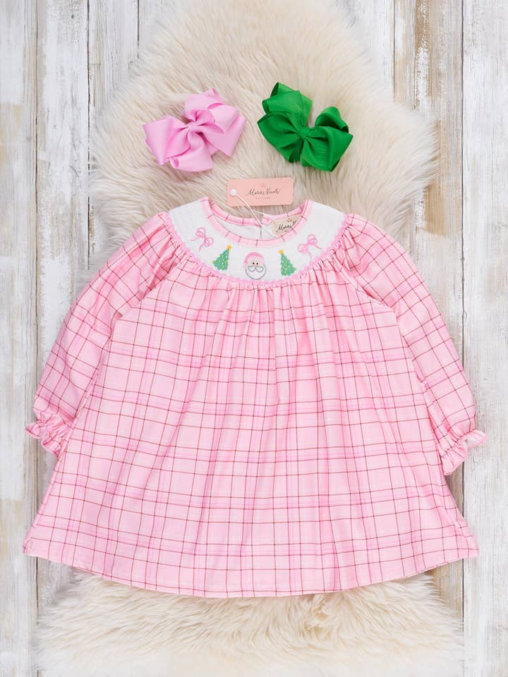 Marie Nicole Clothing - Wholesale Dress - Kids - Plaid Christmas Delight Smocked Dress
