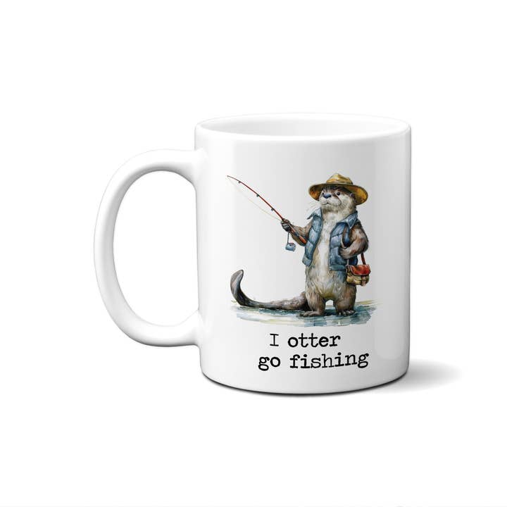 Canary Road - Wholesale Coffee Mug - Otter Go Fishing Mug Ceramic Coffee Animal Cup Zoo Gift Shop