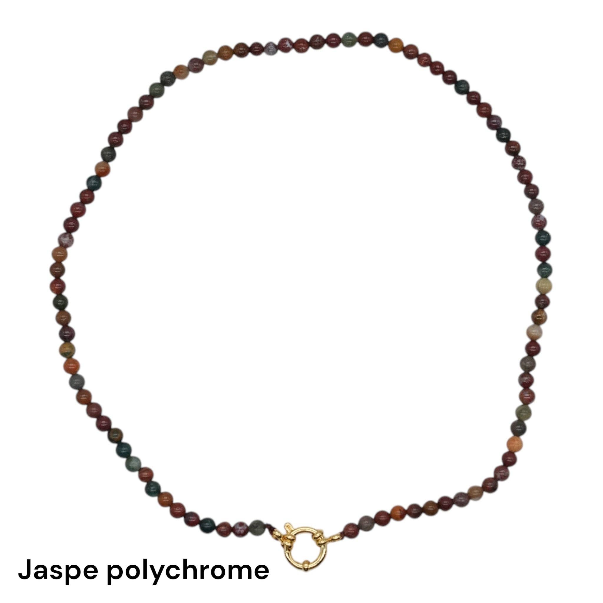 Foliesbijoux - Wholesale Beaded/Pearl Necklace - 43 cm necklace in 4 mm with gold-plated stainless steel buoy clasp (20 stones available)12