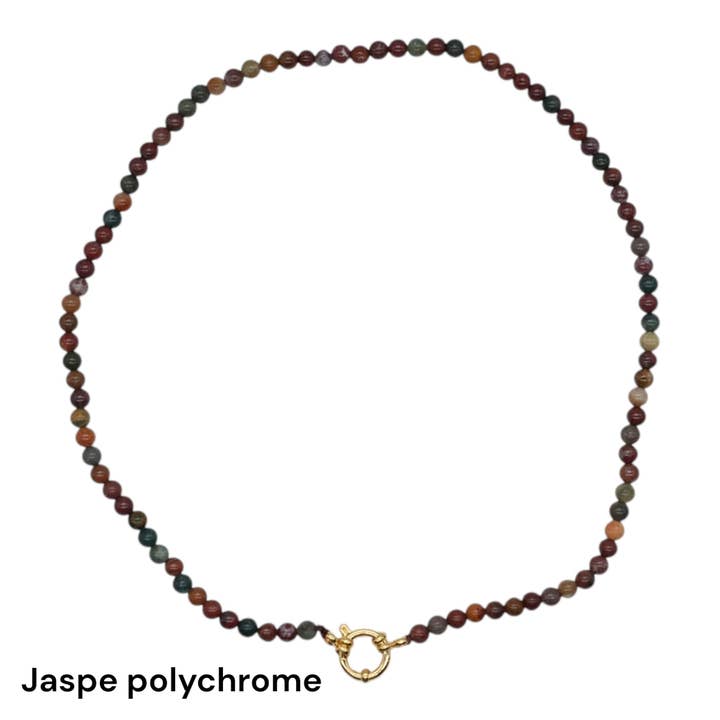 Foliesbijoux - Wholesale Beaded/Pearl Necklace - 43 cm necklace in 4 mm with gold-plated stainless steel buoy clasp (20 stones available)12