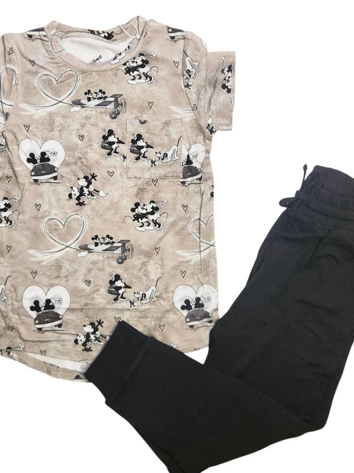 Love On The Go Pocket T-Shirt and Pant Set for wholesale by Dragonfly Dreams Bamboo