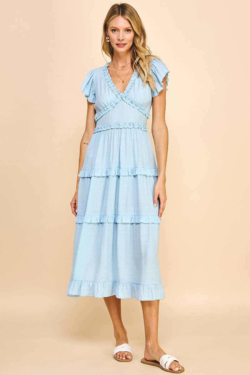 PINCH - Wholesale Dress - Women's - RUFFLED TEA LENGTH DRESS - 3597D26