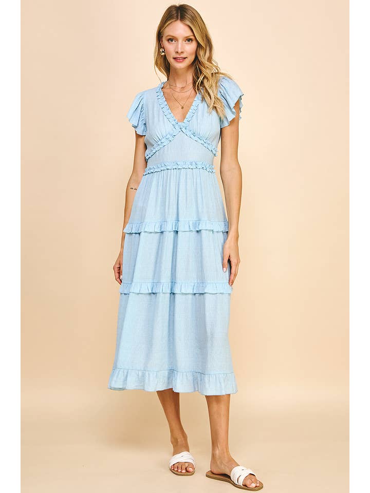 PINCH - Wholesale Dress - Women's - RUFFLED TEA LENGTH DRESS - 3597D26