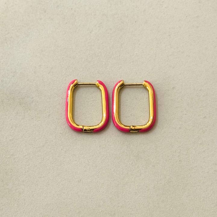 Cassette Barcelona - Wholesale Hoop Earrings - Colorful Rectangular Stainless Steel Earrings