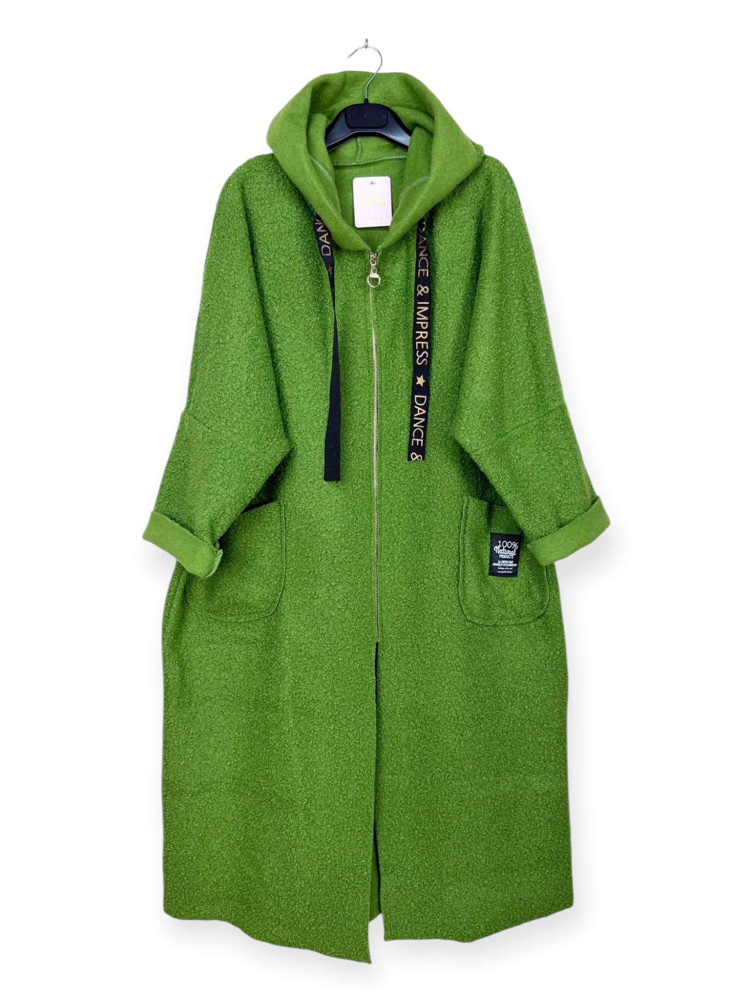 Lucky Nana - Wholesale Coat - Women's - AH 22158 - Long Coat in Bouclé Fabric16
