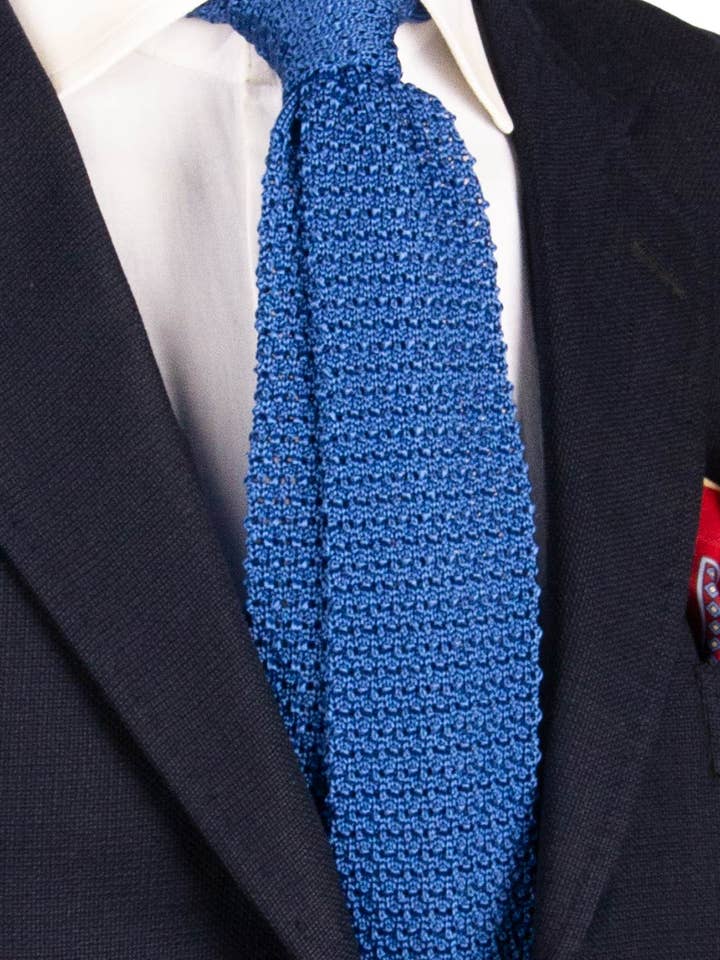 Light Bluette Solid Color Knitted Silk Tricot Tie TRI771 for wholesale by Graffeo Cravatte