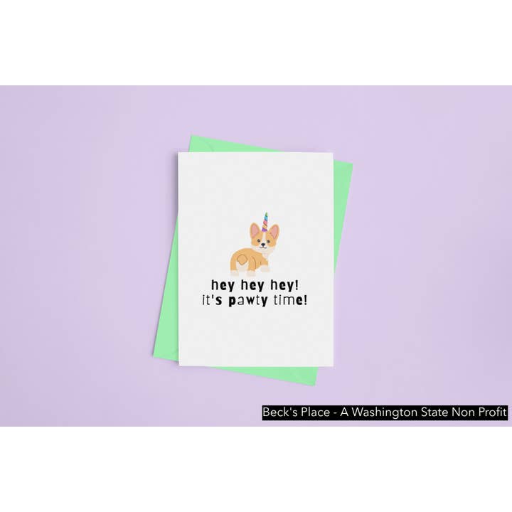 Hey It's Pawty Time - Cartão de aniversário com tema de cachorro - por Beck's Place por atacado de Beck's Place - A Human-Based Non Profit