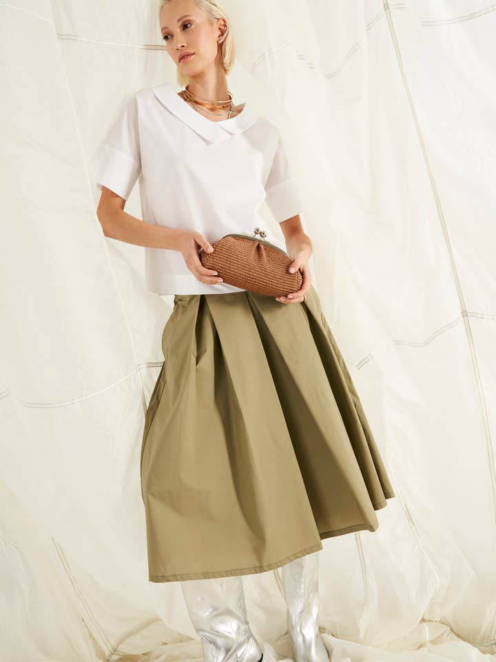 Gascona cotton poplin midi skirt for wholesale by Vicario Cinque