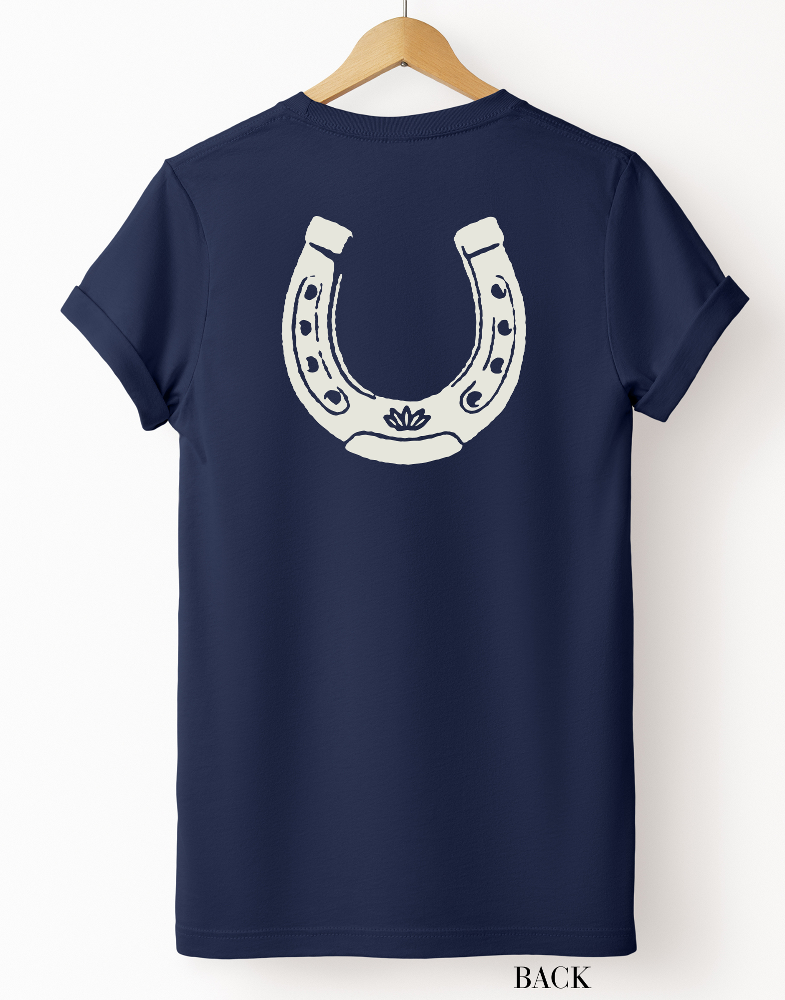 Ali Dee - Wholesale Screen Printed T-Shirt - Women's - Heritage Horseshoe Graphic Tee - Navy3
