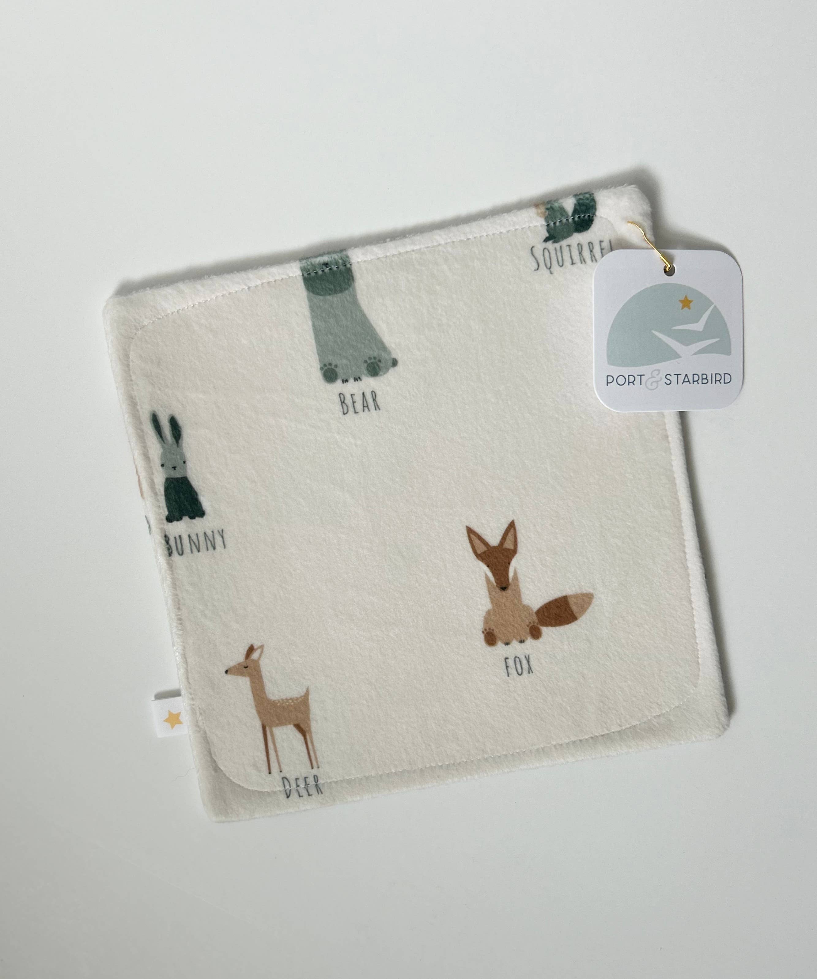 Port & Starbird - Wholesale Crinkle Tag Toy - Baby - Forest Animal Minky Crinkle Sensory Toy