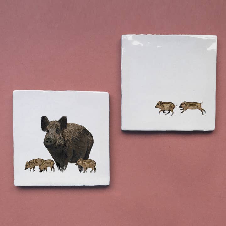 MYRTE - Wholesale Wall Tile - Wild Boar with babies – Vintage Style Tile1