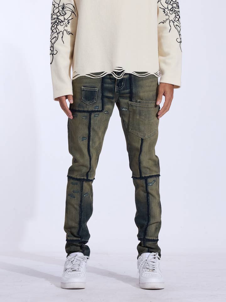 Memphis Skinny Denim (Indigo Acid) for wholesale by Crysp Denim