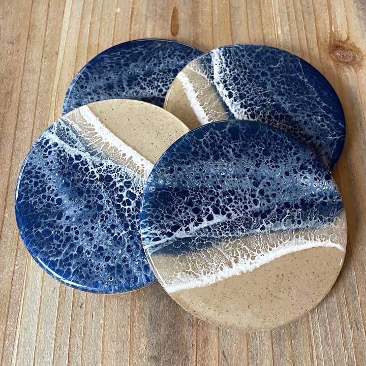 Sea Lion Studio - Wholesale Coasters - Ocean Wave Coaster Set (Set of 4)