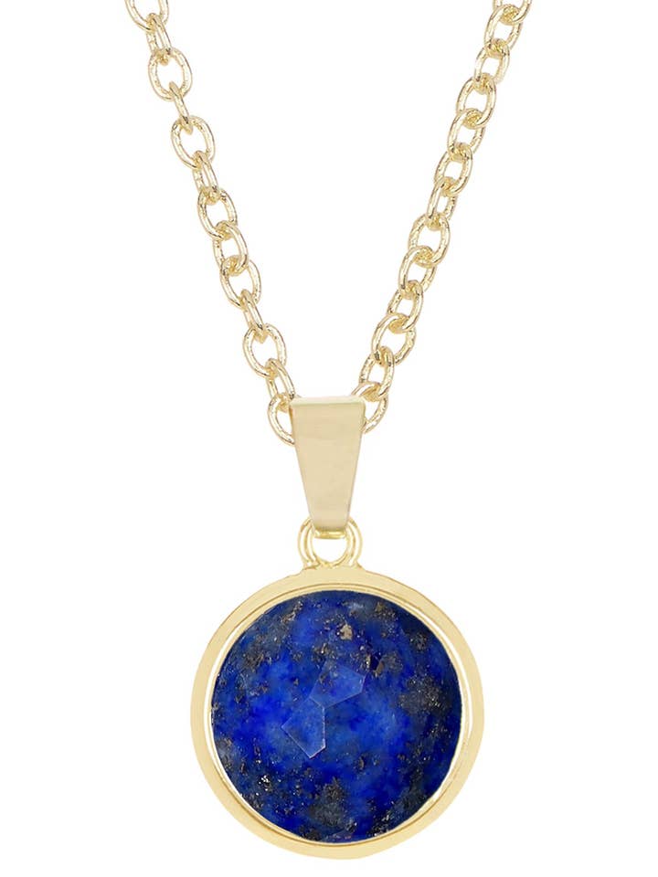 Lapis Round Pendant Necklace - GF for wholesale by Zoey Simmons