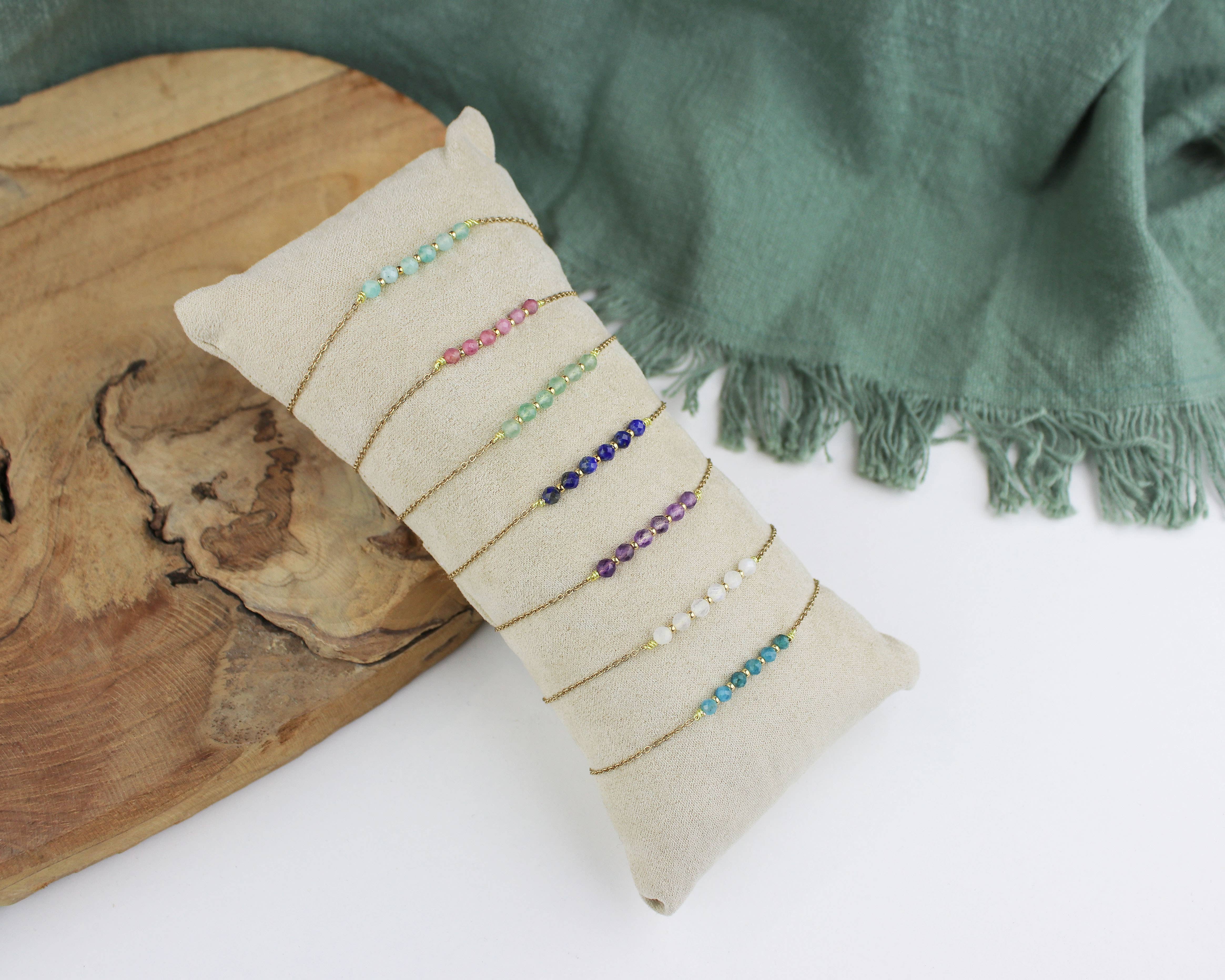 Minalis - Vendita all'ingrosso Bracciale con perline - Bracciale sottile con pietre naturali in acciaio inox dorato5