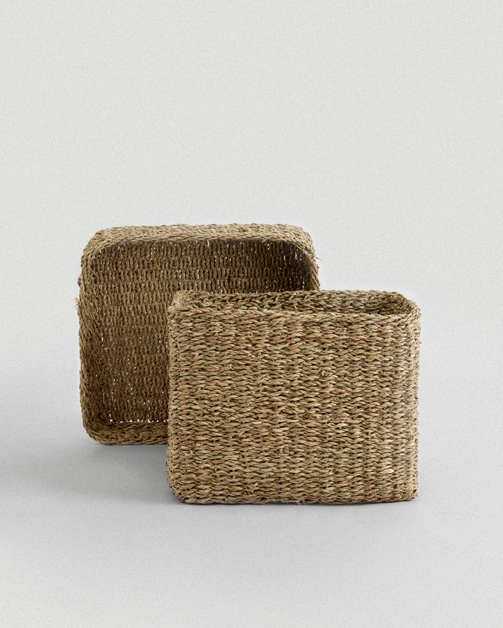 SUNNY HOME - Vente Paniers - Panier carré en herbe de mer avec couvercle – Boîte panier Gaya L4